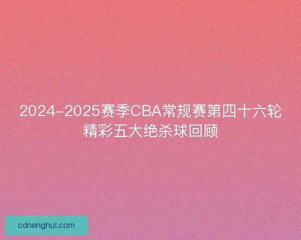 2024-2025赛季CBA常规赛第四十六轮精彩五大绝杀球回顾