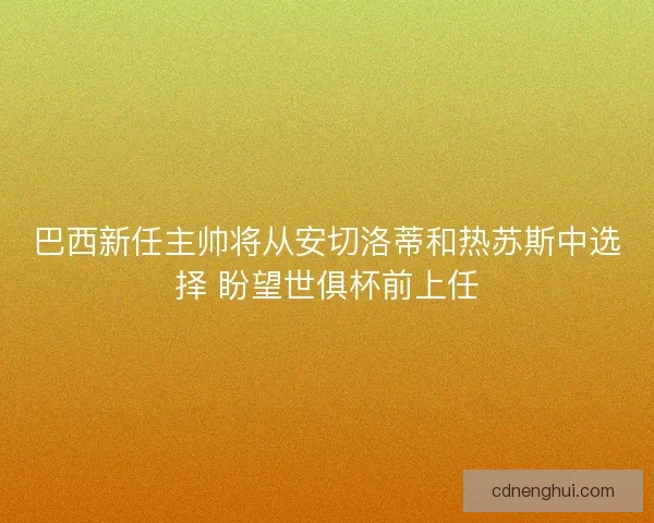 巴西新任主帅将从安切洛蒂和热苏斯中选择 盼望世俱杯前上任
